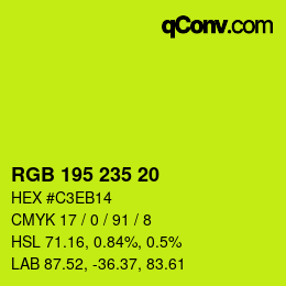 颜色代码: RGB 195 235 20 | qconv.com