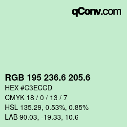 カラーコード: RGB 195 236.6 205.6 | qconv.com