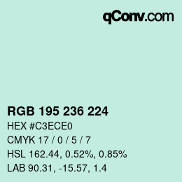 Color code: RGB 195 236 224 | qconv.com