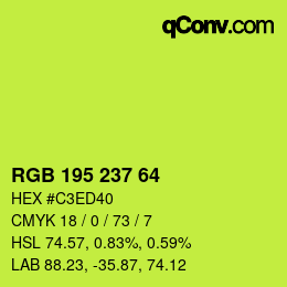 颜色代码: RGB 195 237 64 | qconv.com