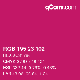 Color code: RGB 195 23 102 | qconv.com