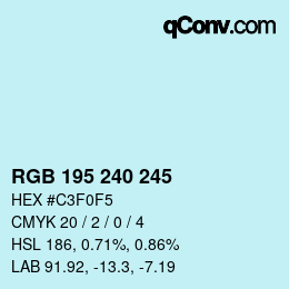 颜色代码: RGB 195 240 245 | qconv.com