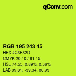颜色代码: RGB 195 243 45 | qconv.com