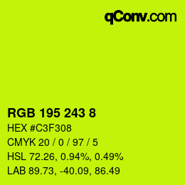 Color code: RGB 195 243 8 | qconv.com