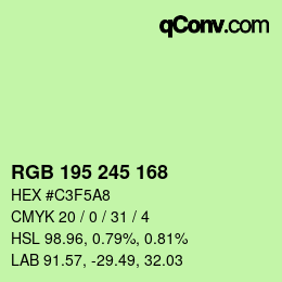 カラーコード: RGB 195 245 168 | qconv.com
