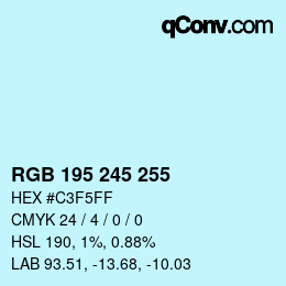 Color code: RGB 195 245 255 | qconv.com