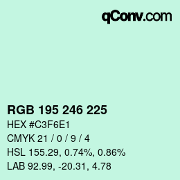 Farbcode: RGB 195 246 225 | qconv.com