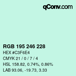 Farbcode: RGB 195 246 228 | qconv.com