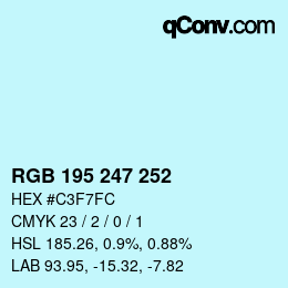カラーコード: RGB 195 247 252 | qconv.com