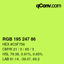 カラーコード: RGB 195 247 86 | qconv.com