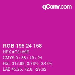 颜色代码: RGB 195 24 158 | qconv.com