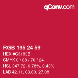 カラーコード: RGB 195 24 59 | qconv.com
