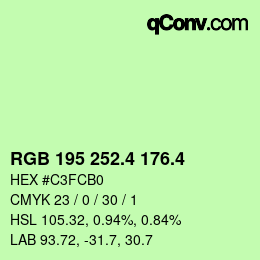 カラーコード: RGB 195 252.4 176.4 | qconv.com