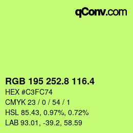 カラーコード: RGB 195 252.8 116.4 | qconv.com