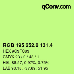 カラーコード: RGB 195 252.8 131.4 | qconv.com