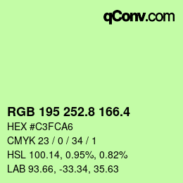 カラーコード: RGB 195 252.8 166.4 | qconv.com