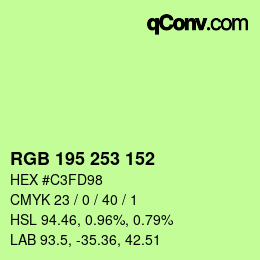 カラーコード: RGB 195 253 152 | qconv.com