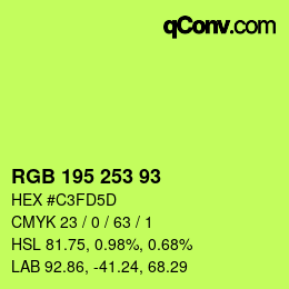 Code couleur: RGB 195 253 93 | qconv.com