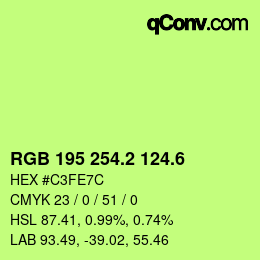 カラーコード: RGB 195 254.2 124.6 | qconv.com