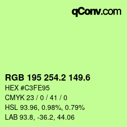 カラーコード: RGB 195 254.2 149.6 | qconv.com