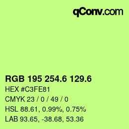 カラーコード: RGB 195 254.6 129.6 | qconv.com