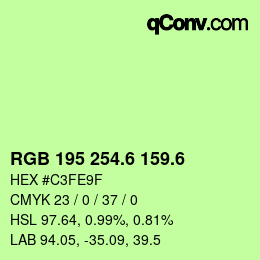 カラーコード: RGB 195 254.6 159.6 | qconv.com