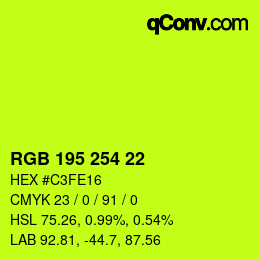 カラーコード: RGB 195 254 22 | qconv.com