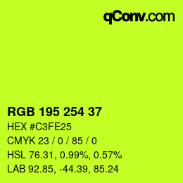 Color code: RGB 195 254 37 | qconv.com