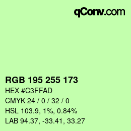 Color code: RGB 195 255 173 | qconv.com