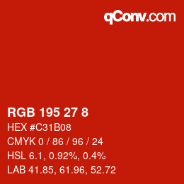 Color code: RGB 195 27 8 | qconv.com