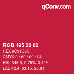 Color code: RGB 195 28 60 | qconv.com