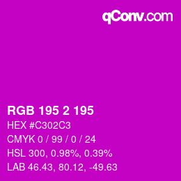 カラーコード: RGB 195 2 195 | qconv.com