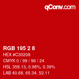 Color code: RGB 195 2 8 | qconv.com