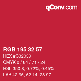 カラーコード: RGB 195 32 57 | qconv.com