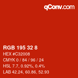カラーコード: RGB 195 32 8 | qconv.com