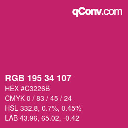 Color code: RGB 195 34 107 | qconv.com