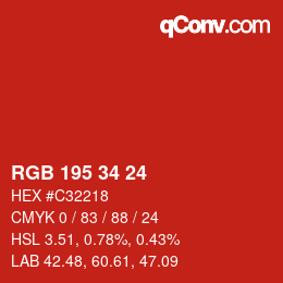 Color code: RGB 195 34 24 | qconv.com