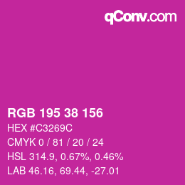 Color code: RGB 195 38 156 | qconv.com