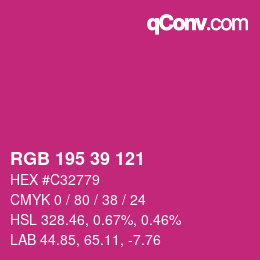 カラーコード: RGB 195 39 121 | qconv.com