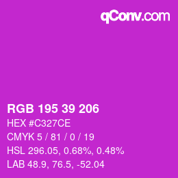 颜色代码: RGB 195 39 206 | qconv.com