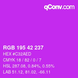 Color code: RGB 195 42 237 | qconv.com