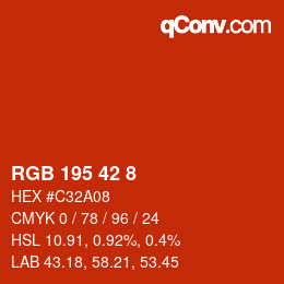 Color code: RGB 195 42 8 | qconv.com