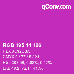颜色代码: RGB 195 44 186 | qconv.com
