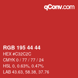 Code couleur: RGB 195 44 44 | qconv.com