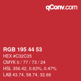 Color code: RGB 195 44 53 | qconv.com