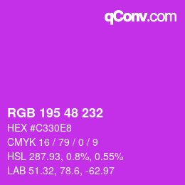 Color code: RGB 195 48 232 | qconv.com