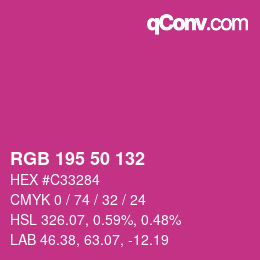 颜色代码: RGB 195 50 132 | qconv.com