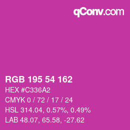 Color code: RGB 195 54 162 | qconv.com
