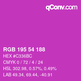 Color code: RGB 195 54 188 | qconv.com