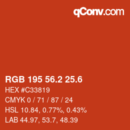 カラーコード: RGB 195 56.2 25.6 | qconv.com